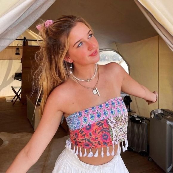 Erin Made Patchwork Crop Top Convertible Bohemian Hand Made Quilted One Size - Picture 4 of 16